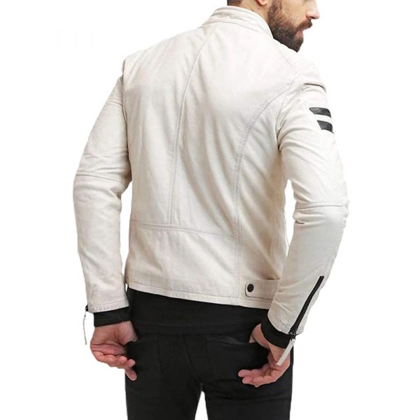 Giacca Biker Bianco da Uomo in Vera Pelle Nappa - immagine 2